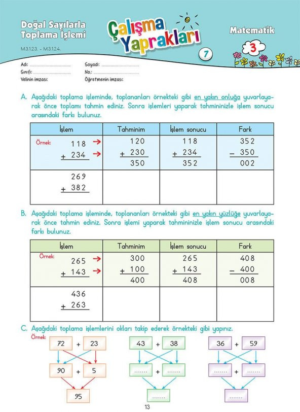 Karaca Eğitim Yayınları 3. Sınıf Matematik Etkinlikli Soru Bankası Çalışma Yaprakları - 7