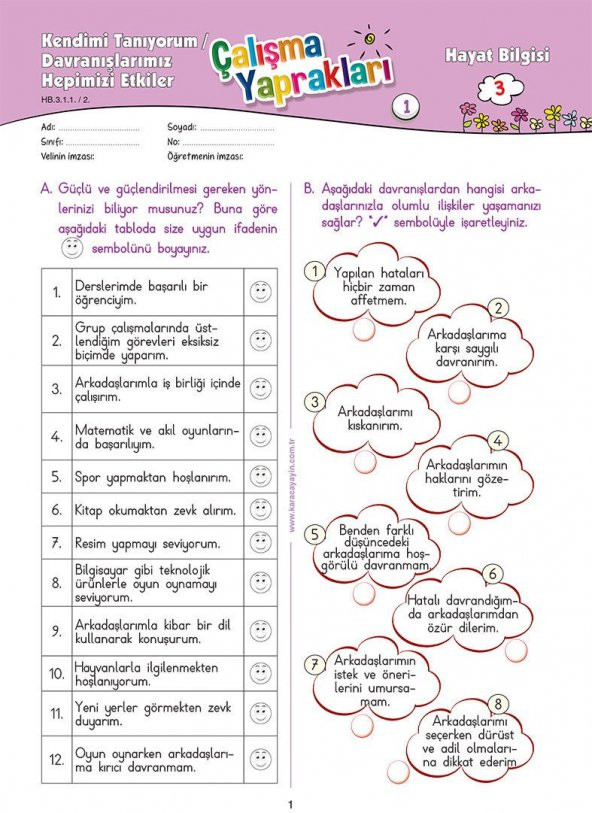 Karaca Eğitim Yayınları 3. Sınıf Hayat Bilgisi Etkinlikli Soru Bankası Çalışma Yaprakları - 2