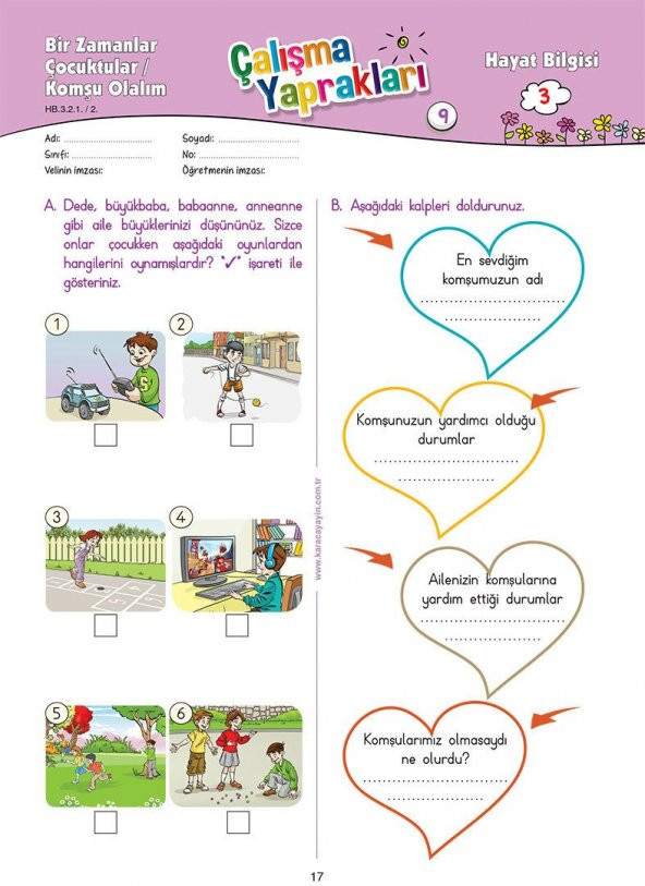 Karaca Eğitim Yayınları 3. Sınıf Hayat Bilgisi Etkinlikli Soru Bankası Çalışma Yaprakları - 6