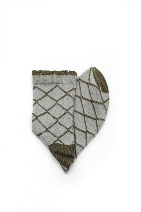 2i Kadın Asortili Kendinden Desenli Floş Çorap 82031-B2 - 4