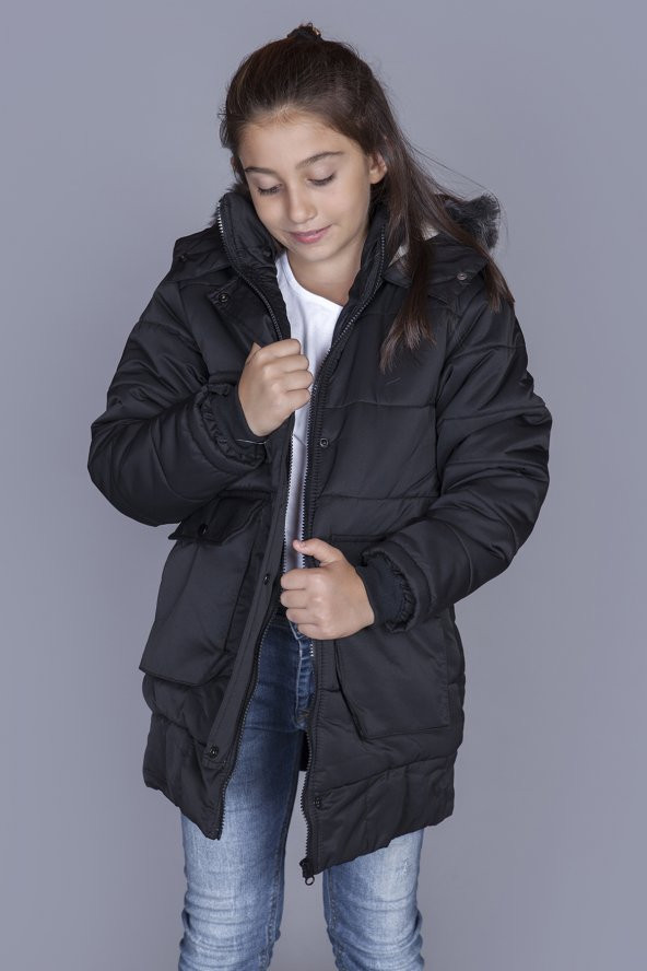 Toontoy Kız Çocuk İçi Yünlü Mont - 7