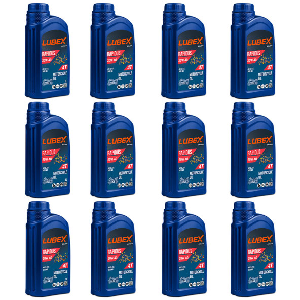 Lubex Rapidus 20W-40 1 Lt 4 Zamanlı Motosiklet Yağı (12 Adet)