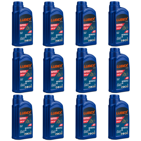 Lubex Rapidus 20W-50 1 Lt 4 Zamanlı Motosiklet Yağı (12 Adet)