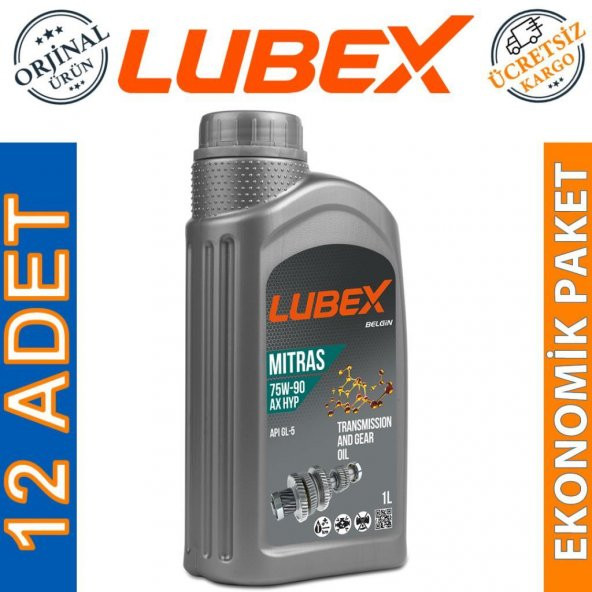 Lubex Mitras AX HYP 75W-90 1 Lt Manuel Şanzıman Yağı (12 Adet)