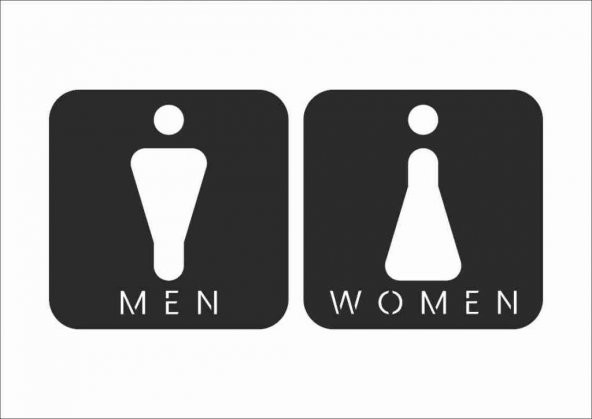 Dekoratif Ahşap Kadın Erkek WC İşareti Kapı Yönlendirme Levhası - 1