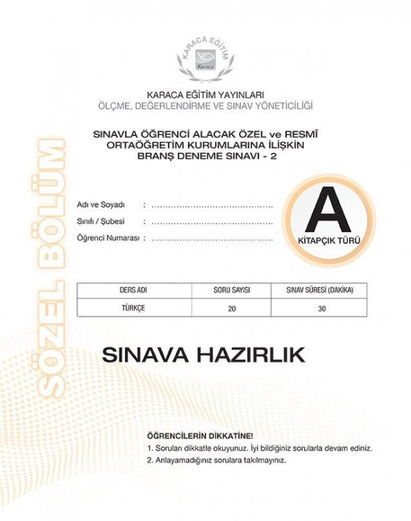Karaca Eğitim Yayınları MaxNet 7. Sınıf Türkçe Soru Kitabı - 6