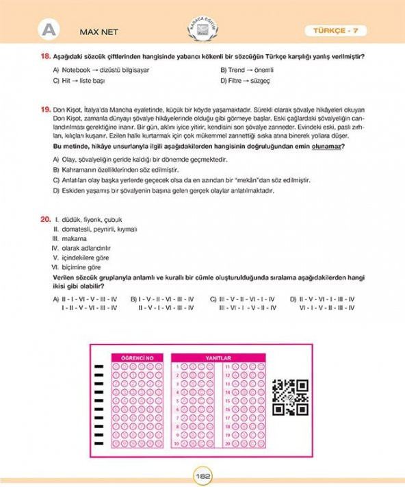 Karaca Eğitim Yayınları MaxNet 7. Sınıf Türkçe Soru Kitabı - 8