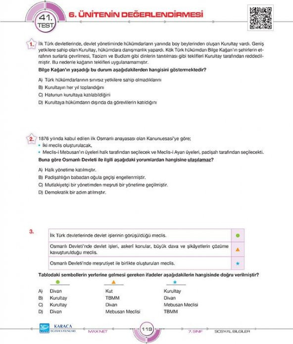 Karaca Eğitim Yayınları MaxNet 7. Sınıf Sosyal Bilgiler Soru Kitabı - 5