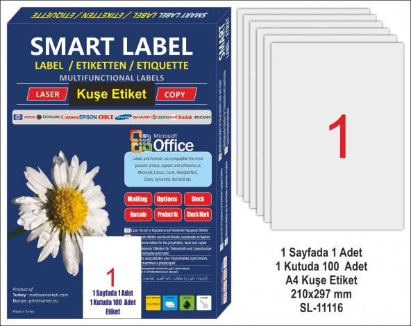 A4 Kuşe Etiket - Smart Label - 100 Adet
