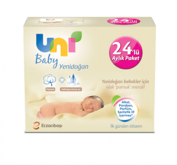 Uni Baby Yenidoğan Islak Mendil 40 Yaprak 24 Adet