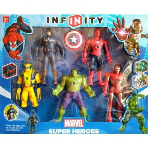 Marvel Avengers 2 Yenilmezler 5li Figür Işıklı Projeksiyonlu Oyuncak