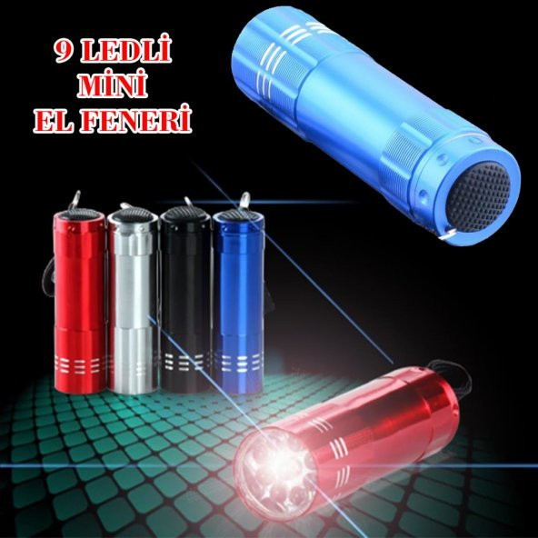 Süper Parlak 9 Ledli Metal Mini El Feneri - 2