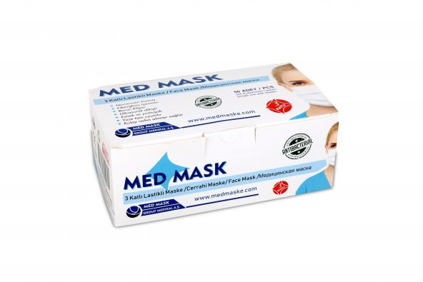 Med Mask, 3 Katlı, 50li Lastikli Medikal Maske