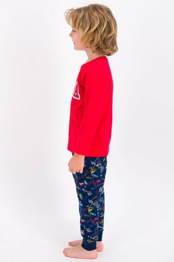 U.S. Polo Assn Lisanslı Açık Kırmızı Erkek Çocuk Pijama Takımı - 3