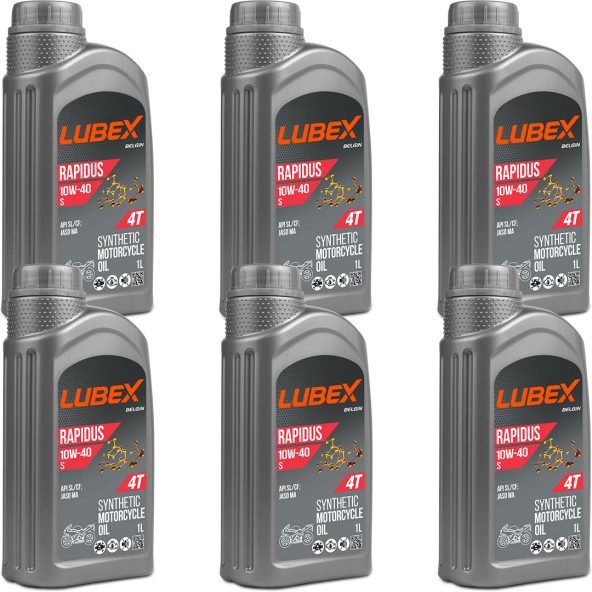 Lubex Rapidus S 10W-40 1 Lt 4 Zamanlı Motosiklet Yağı (6 Adet)