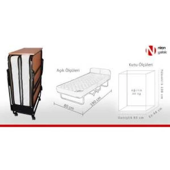 Niron Katlanır Yatak | 80x190 Katlanır Portatif Yatak ve Karyola - 7