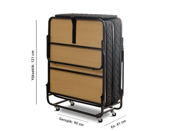 Niron XL Katlanır Yatak - 90x200 Portatif Yatak ve Karyola - 5