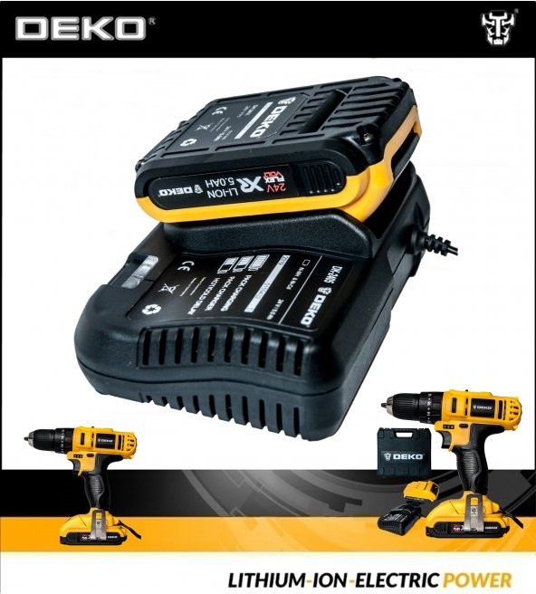 DEKO Xr 24 V 5 Ah Darbeli Çift Akülü Şarjlı Vidalama Matkap - 3