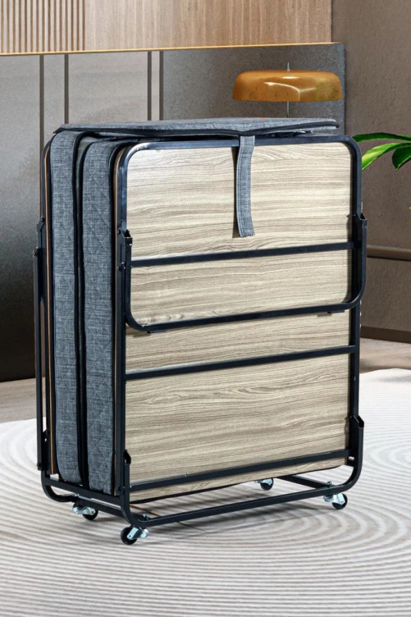 Niron Otel Katlanır Yatak - 90x200 cm Tek Kişilik Yaylı Yatak ve Karyola - 2