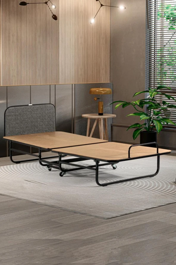 Niron Otel Katlanır Yatak - 90x200 cm Tek Kişilik Yaylı Yatak ve Karyola - 3