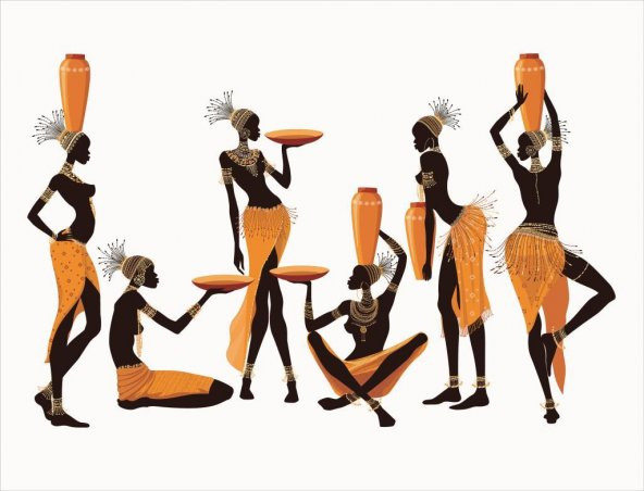 Chic Life Afrikalı Kadınlar Dev Boyut Kanvas Tablo - 100x135cm