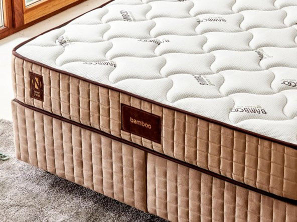 Niron Bamboo Yatak 180X200 Çift Kişilik Doğal Bambu Kumaş Tam Ortopedik Orta Sert Yaylı Yatak - 9