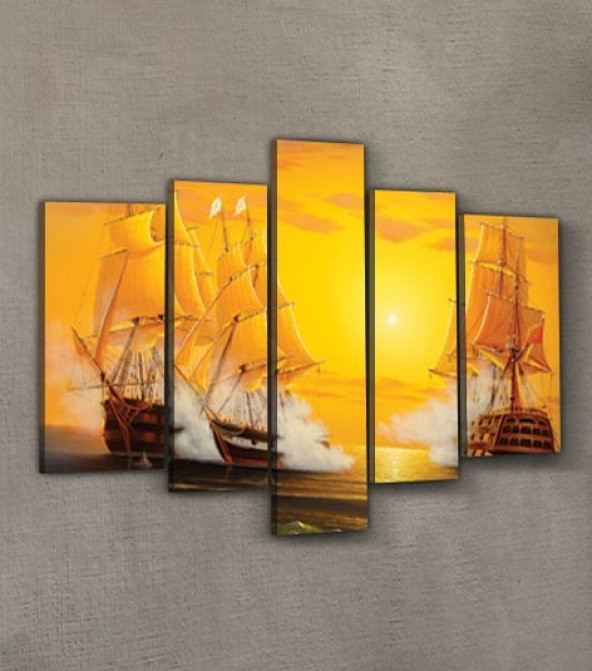 Bad Sea 5 Parça Kanvas Tablo 135X85 Cm - 2