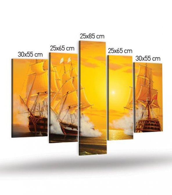 Bad Sea 5 Parça Kanvas Tablo 135X85 Cm - 4
