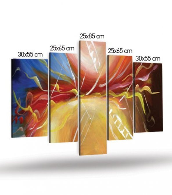 Heartbeats 5 Parça Kanvas Tablo 135X85 Cm - 4