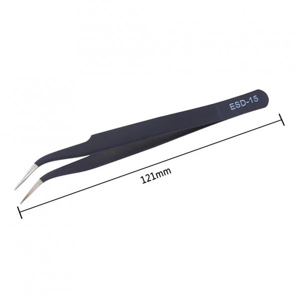 WellHise ST-15 AntiStatik Eğri Uç Tweezers Cımbız - 2