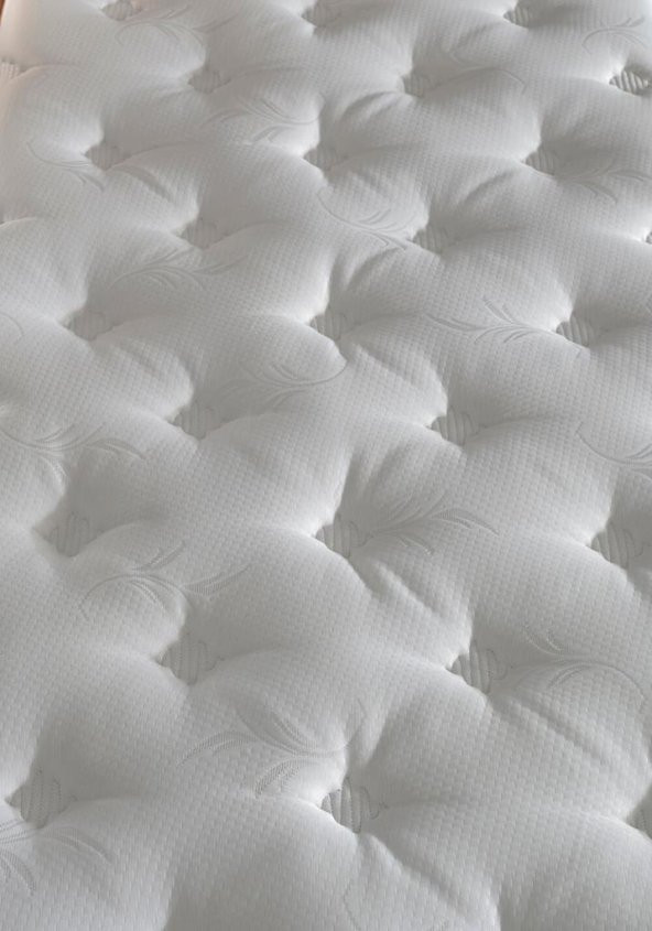 Niron Queen 120x200 Bir Buçuk Kişilik Pedli Yatak Seti Sütlü Kahve Kumaş Baza Başlık ve Yatak Takımı - 7