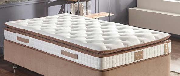 Niron Queen 120x200 Bir Buçuk Kişilik Pedli Yatak Seti Sütlü Kahve Kumaş Baza Başlık ve Yatak Takımı - 8