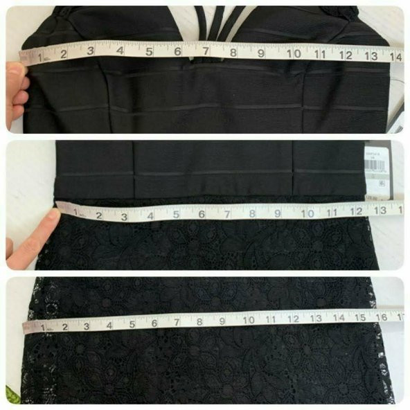Dantel Bandaj Bodycon Siyah Kolsuz Elbise - 6