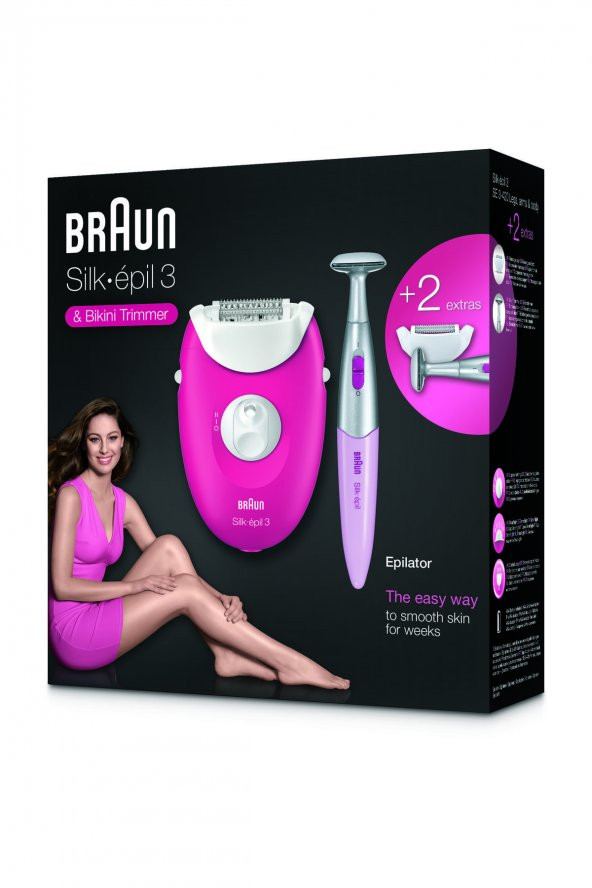 Braun Silk-Epil 3 3-420 Epilatör Ahududu Pembe - 2 Ek Parçalı Kablolu Epilatör - 5