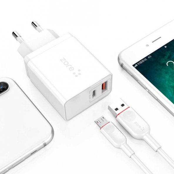Xiaomi Redmi 9A XMac Serisi ZR-X2 Hızlı şarj QC 3.0 Micro 2 in 1 Şarj Seti - 3