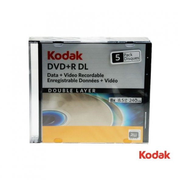 DVD+R DL KODAK 8.5GB SLIM CASE 5li PAKET