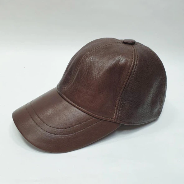 Kahve Renk Deri Unisex Şapka