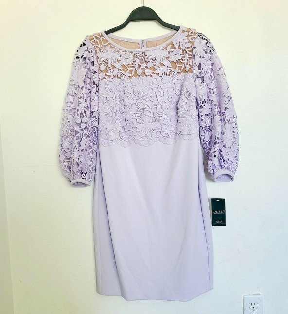 Ralph Lauren Marka Claire Dantel Puf Kol Elbise - 6