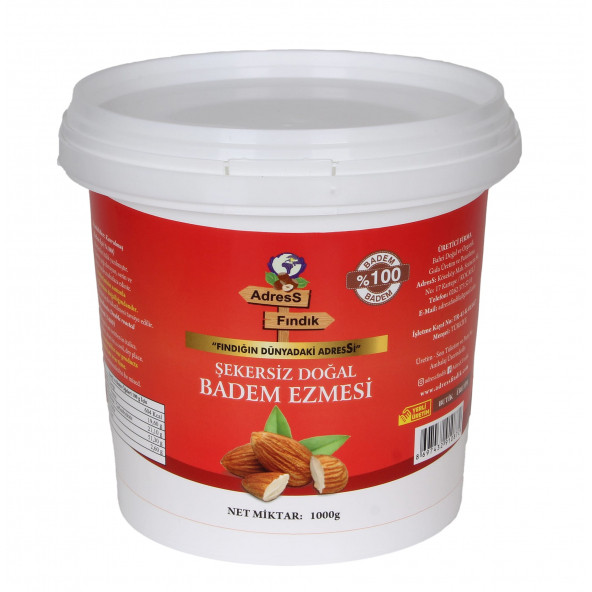 ŞEKERSİZ DOĞAL BADEM EZMESİ 1 Kg