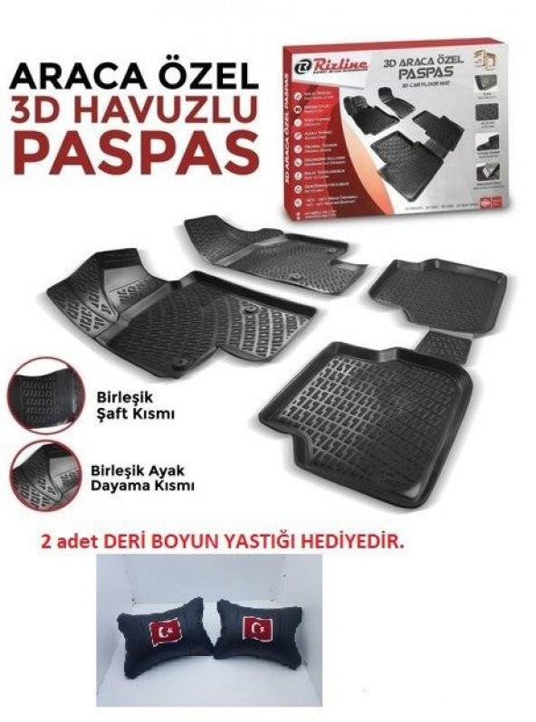 RİZLİNE SKODA SUPERB 2003-2008 ARASI PASPAS+DERİ BOYUN YASTIĞI