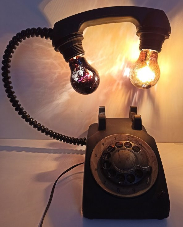 Koleksiyonluk 1940'lı Yıllardan Esintiler Nostaljik Telefon Görünümlü Lambalı Özel Seri Dekor - 4