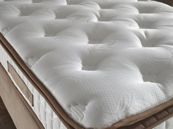 Niron Queen 90x190 cm Tek Kişilik Pedli Yatak Seti - Sütlü Kahve Kumaş Baza, Başlık ve Yatak Takımı - 3