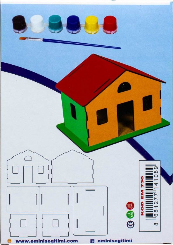 3D Ahşap Boyama Maketi Klasik Ev, Maket Ev, EM-730 - 2