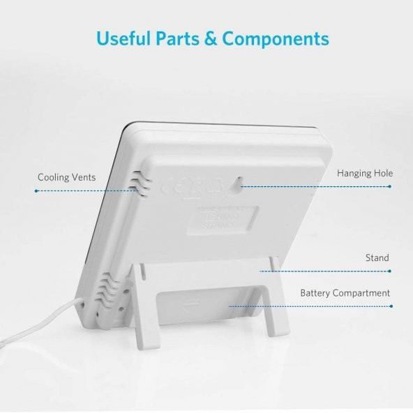 Problu Dijital Termometre Saat Isı Sıcaklık Nem Ölçer - HTC-2 - 7
