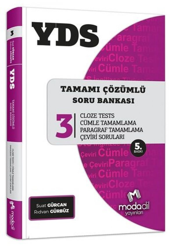 Modadil Yayınları YDS Çözümlü Soru Bankası Serisi 3 Cloze Tests