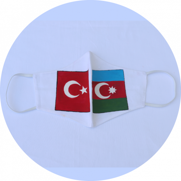 Türk ve Azerbaycan Bayraklı Yıkanabilir Maske