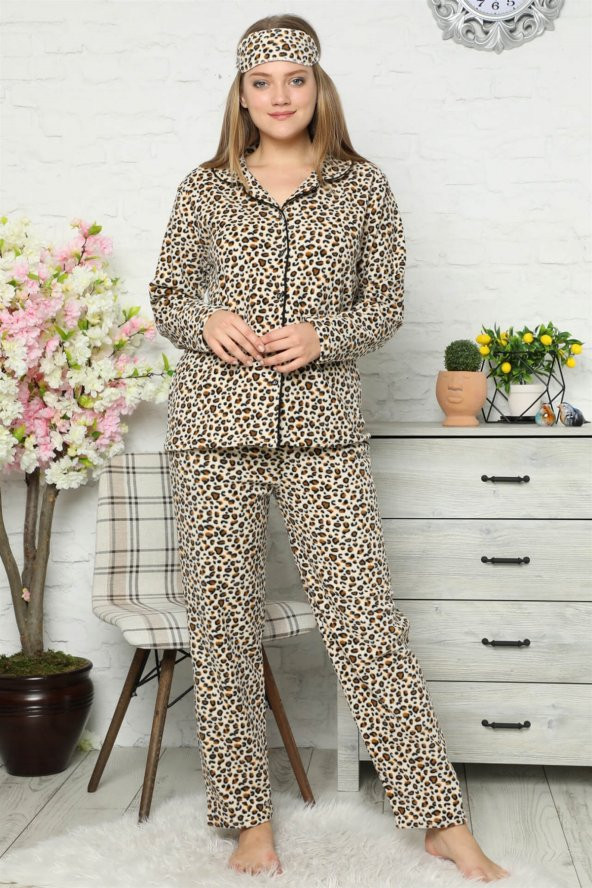 Akbeniz Welsoft Polar Önden Düğmeli Kadın Pijama Takımı 8081 - 2