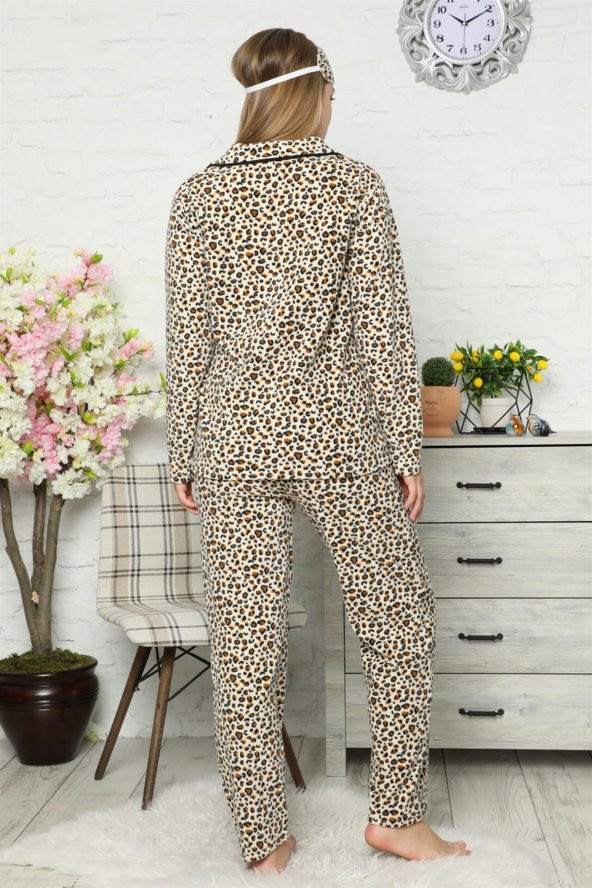 Akbeniz Welsoft Polar Önden Düğmeli Kadın Pijama Takımı 8081 - 3