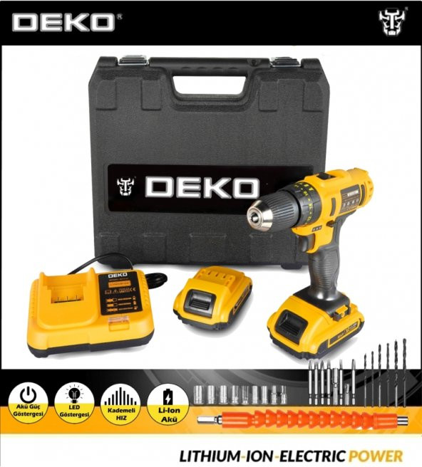 Deko Power Tools 32 Volt 5.0 Amper 27 Parca Setli Darbeli Profesyonel Şarjlı Vidalama Matkap