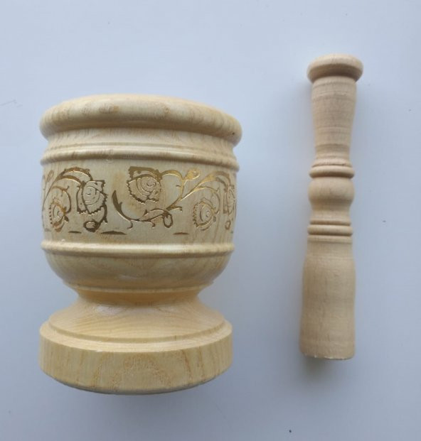 Ahşap Havan Dövecek Desenli Büyük Boy 11cm x 9cm - 2
